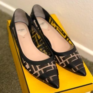 Fendi Black PVC Colibri Clear Leather Flat